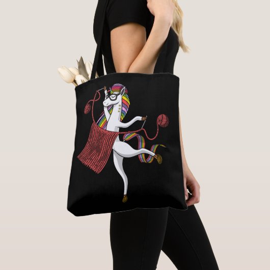 Knitting Unicorn Mam Magical Yarn Knitter Tote Bag (Dichtbij)