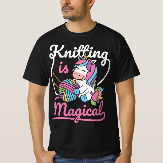 Knitting Unicorn Slogan Yarn Women Graphic T-shirt (Voorkant)