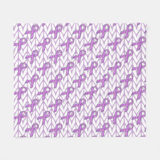 Knitting van Crystal Pink Ribbon Awareness Fleece Deken (Voorkant (Horizontaal))