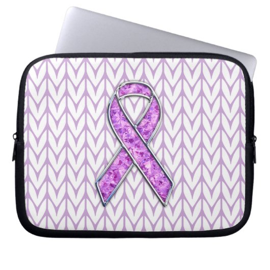 Knitting van Crystal Pink Ribbon Awareness Laptop Sleeve (Voorkant)