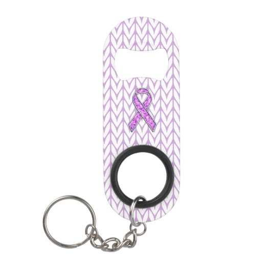 Knitting van Crystal Pink Ribbon Awareness Sleutelhanger Flessenopener (Voorkant)