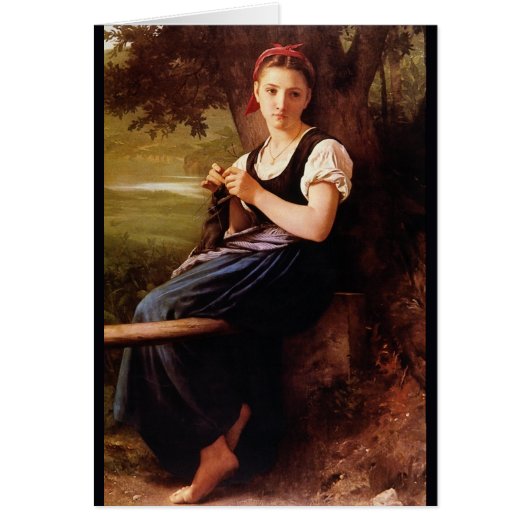 Knitting Woman van William-Adolphe Bouguereau (Voorkant)
