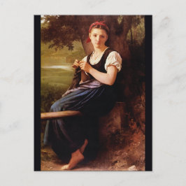 Knitting Woman van William-Adolphe Bouguereau Briefkaart