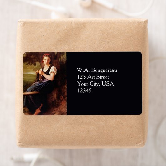 Knitting Woman van William-Adolphe Bouguereau Etiket (Insitu)