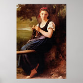 Knitting Woman van William-Adolphe Bouguereau Poster (Voorkant)