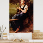 Knitting Woman van William-Adolphe Bouguereau Poster (Keuken)