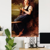 Knitting Woman van William-Adolphe Bouguereau Poster (Thuiskantoor)