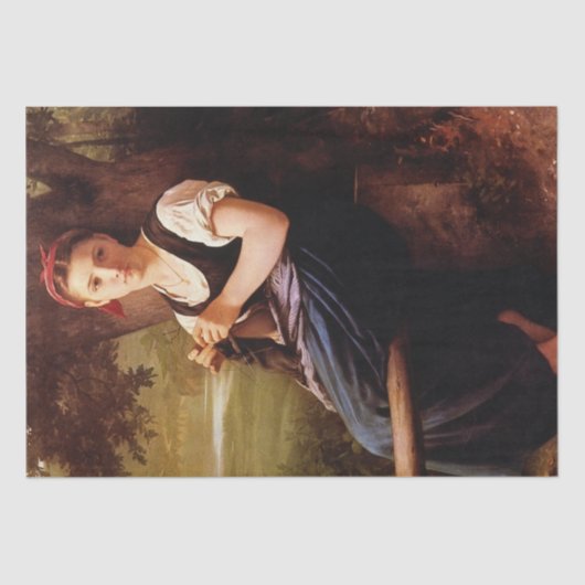 Knitting Woman van William-Adolphe Bouguereau Tissuepapier (Voorkant)