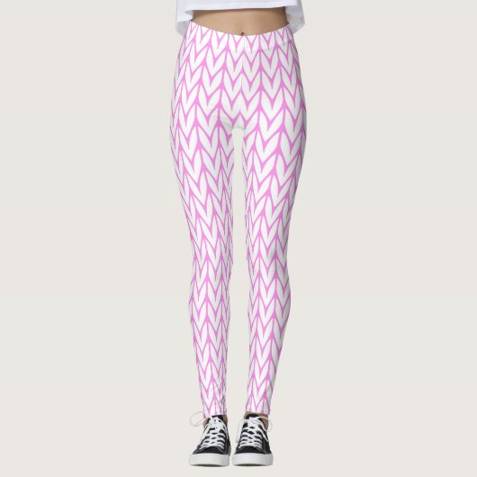 Knitting Yarn Pattern Pink Decor Leggings (Voorkant)