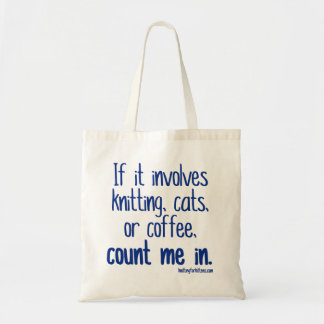 Knituren, katten of koffie tote bag