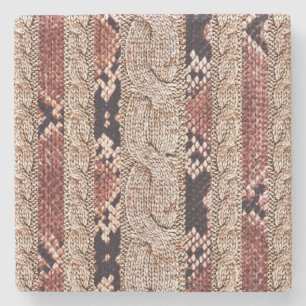 Knitwear textuur, geometrisch slangenpatroon. stenen onderzetter