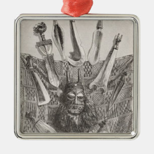 Kniveren, masker en mat uit de Democratische Repub Metalen Ornament
