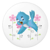 Knob-Blue-vogel van keramisch kabinet Keramische Knop (Voorkant)