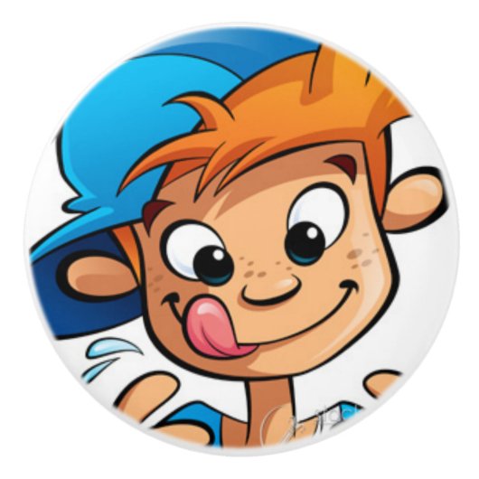 Knob Hungry Boy Keramische Knop (Voorkant)