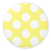 Knob van geel en wit pokdot keramische knop (Voorkant)