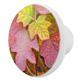 KNOBS/CUSTOM/LAYERS OF FALL LEAVES/PINK,YE KERAMISCHE KNOP