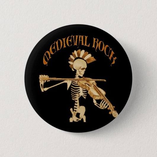 Knochengeiger / Skeleton Fiddler  – Medieval Rock Ronde Button 5,7 Cm (Voorkant)