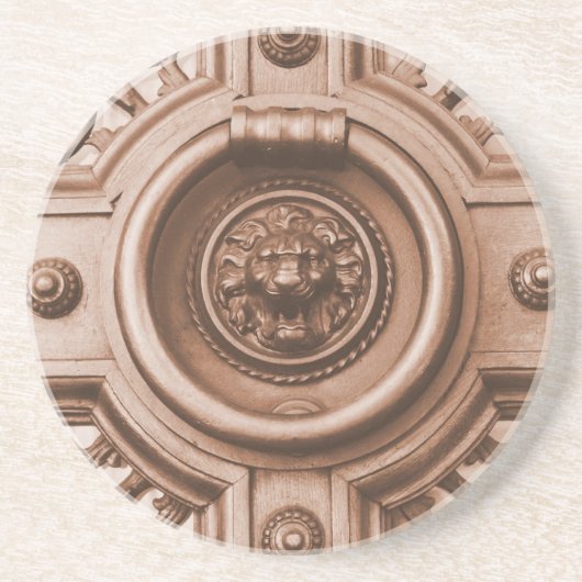 Knock Knock - Barcelona Old Quarter Deur Knocker Zandsteen Onderzetter (Voorkant)