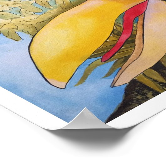 "Knock Knock Bird" Art van Mike Quinn Poster (Hoek)