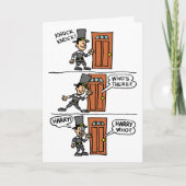 Knock Knock Cartoon Pilgrim Thanksgiving Kaart (Voorkant)