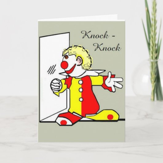 Knock-Knock Clown Joke Verjaardag Wenskaart Kaart (Voorkant)