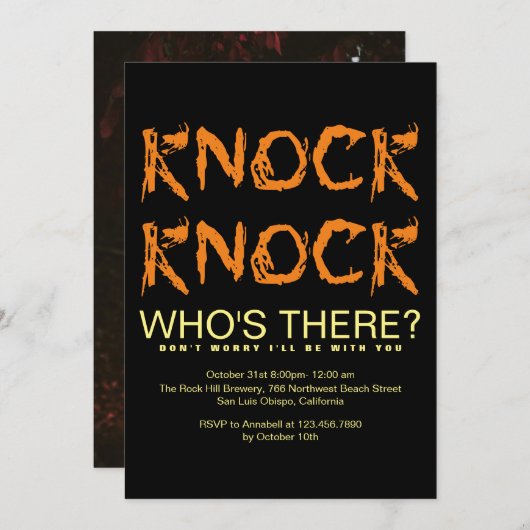 Knock Knock die er is Foto Halloween Party Invi Kaart (Voorkant / Achterkant)
