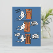 Knock Knock Ghost Halloween Joke Kind Uitnodigen Kaart (Staand voorkant)