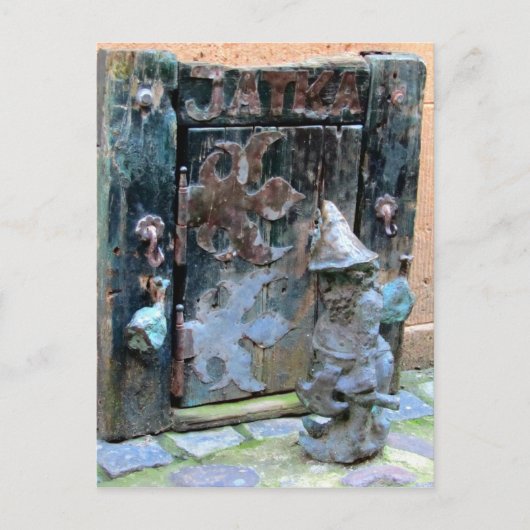 "Knock Knock Gnome" - Wroclaw, Briefkaart Polen (Voorkant)