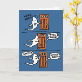 Knock Knock Halloween Cartoon Ghost Kinder Groet Kaart (Gele Bloem)