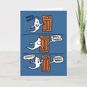 Knock Knock Halloween Cartoon Ghost Kinder Groet Kaart