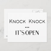 Knock Knock Het is open Briefkaart (Voorkant / Achterkant)