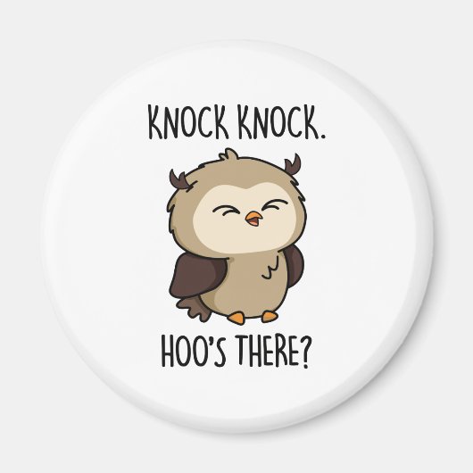 Knock Knock Hoos Daar Funny Owl Pun Magneet (Voorkant)