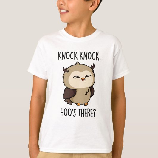 Knock Knock Hoos Daar Funny Owl Pun T-shirt (Voorkant)