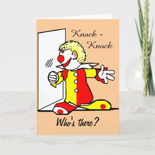 Knock-Knock Joke Clown Verjaardag Kaart (Voorkant)