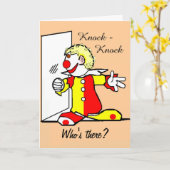 Knock-Knock Joke Clown Verjaardag Kaart (Gele Bloem)