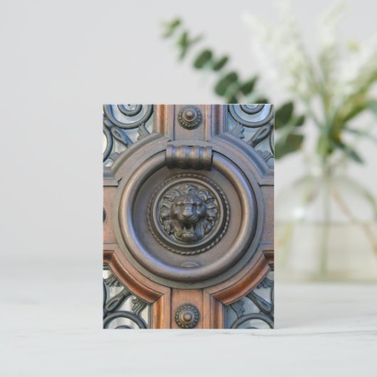 Knock Knock - Lion Door Knocker Briefkaart (Staand voorkant)