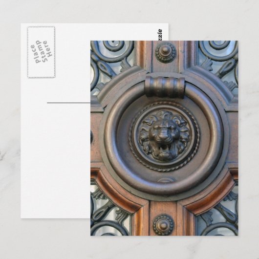 Knock Knock - Lion Door Knocker Briefkaart (Voorkant / Achterkant)