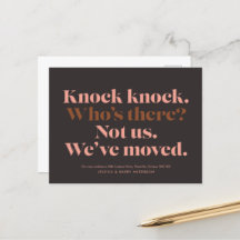 Knock Knock Moving Announcement Briefkaart