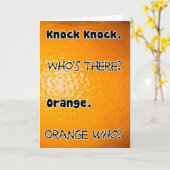 Knock Knock Who's There Oranje Verjaardag Kaart (Gele Bloem)