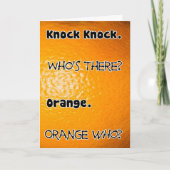Knock Knock Who's There Oranje Verjaardag Kaart (Voorkant)