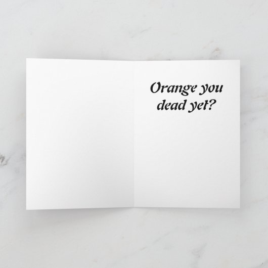 Knock Knock Who's There Oranje Verjaardag Kaart (Binnen)