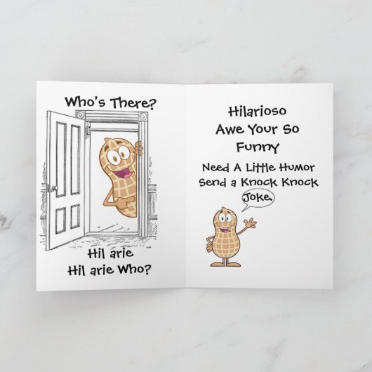Knock Knock Wie is daar? Wenskaart Kaart (Binnen)