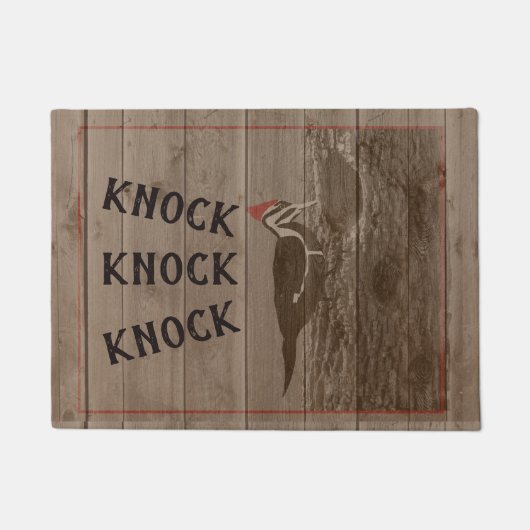 Knock Knock Woodland Woodpecker Bird Rustieke Natu Deurmat (Voorkant)
