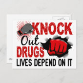 Knock Out Drugs 2 Mannelijke vuist Briefkaart (Voorkant / Achterkant)