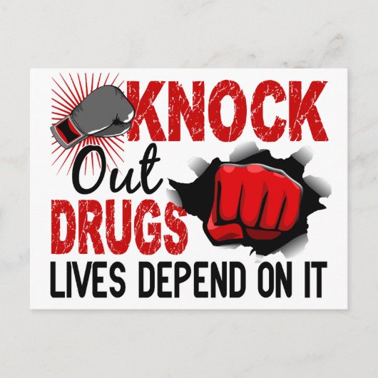 Knock Out Drugs 2 Mannelijke vuist Briefkaart (Voorkant)