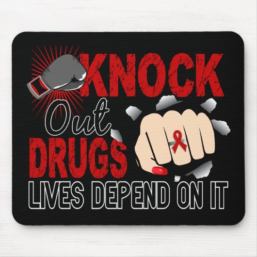 Knock Out Drugs 2 Vrouw vuist Muismat (Voorkant)
