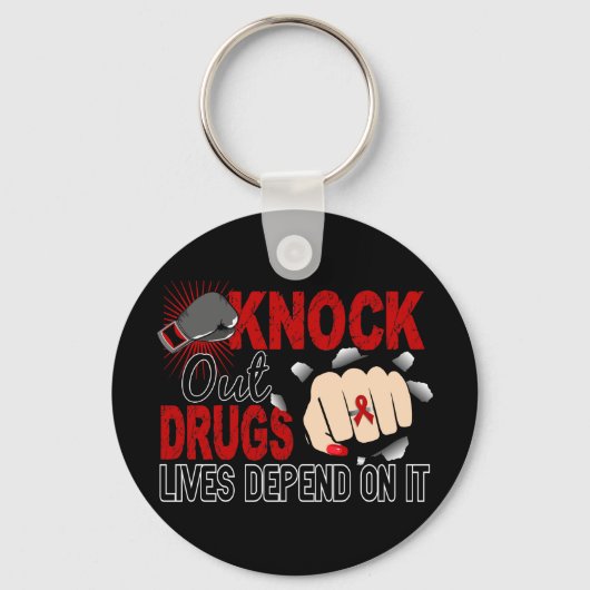 Knock Out Drugs 2 Vrouw vuist Sleutelhanger (Voorkant)