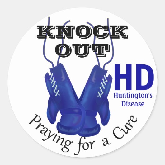 Knock Out Huntington's Disease HD Awareness Ronde Sticker (Voorkant)