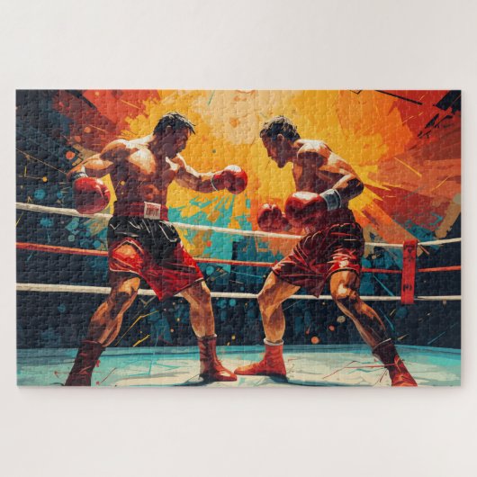 Knock-out ronde: boksactie legpuzzel (Horizontaal)