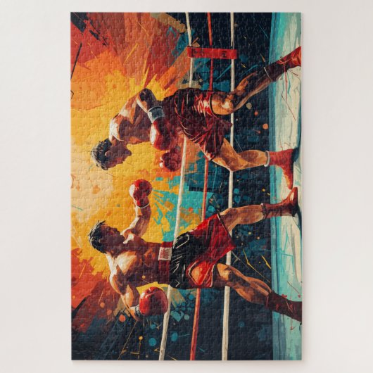 Knock-out ronde: boksactie legpuzzel (Verticaal)